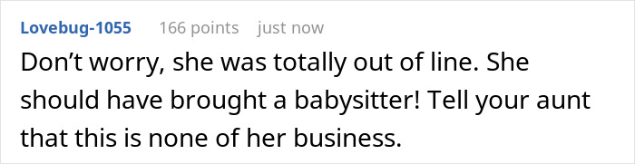 Online comment discussing rude stepmom's babysitting demand during funeral. Online comment discussing rude stepmom's babysitting demand during funeral.