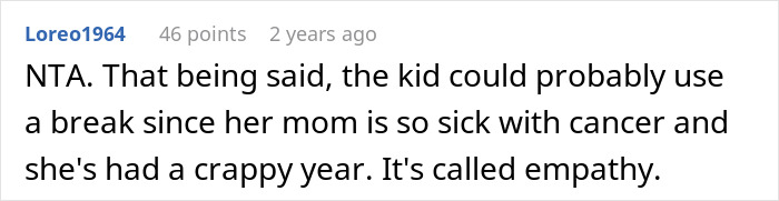 Comment discussing a sibling's situation, highlights empathy and bonding challenges. Comment discussing a sibling's situation, highlights empathy and bonding challenges.