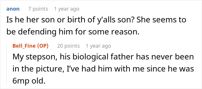 Online forum conversation discussing a dad catching teen son creeping around neighbor&rsquo;s yard and wife&rsquo;s defense.