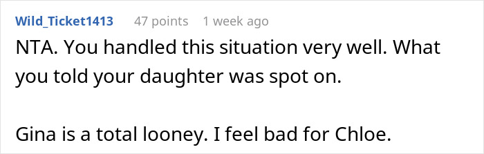 Reddit comment discussing a teen calling a friend's mom a "weirdo," user agrees, commending the handling of the situation. Reddit comment discussing a teen calling a friend's mom a "weirdo," user agrees, commending the handling of the situation.