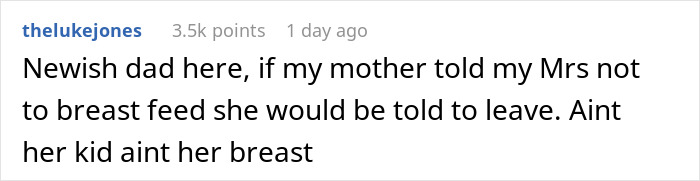 Comment defends breastfeeding rights after a mother's objection.