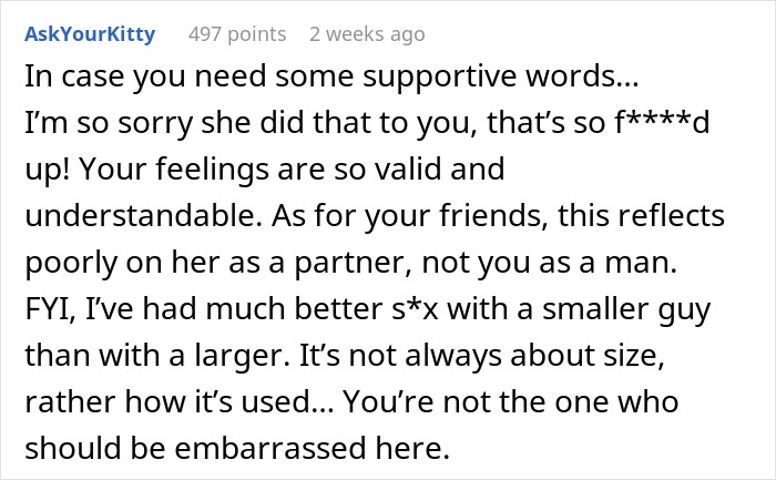 Supportive comment in response to feeling exposed by a partner, highlighting understanding and empathy. Supportive comment in response to feeling exposed by a partner, highlighting understanding and empathy.