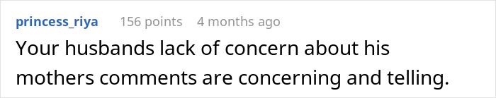 Comment highlights concerns over husband's reaction to MIL's remarks about birth control and grandparenting wishes.