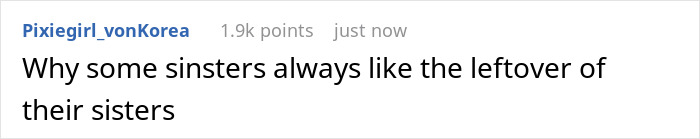 Text discussing relationship issues between sisters over a controversial ex. Text discussing relationship issues between sisters over a controversial ex.