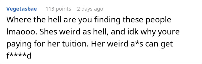 Screenshot of a heated online comment about friendship and hygiene disputes.