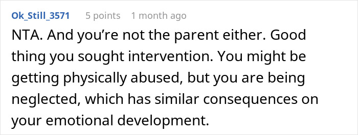 Reddit comment discussing neglect and emotional development concerning a 16-year-old as the man of the house. Reddit comment discussing neglect and emotional development concerning a 16-year-old as the man of the house.