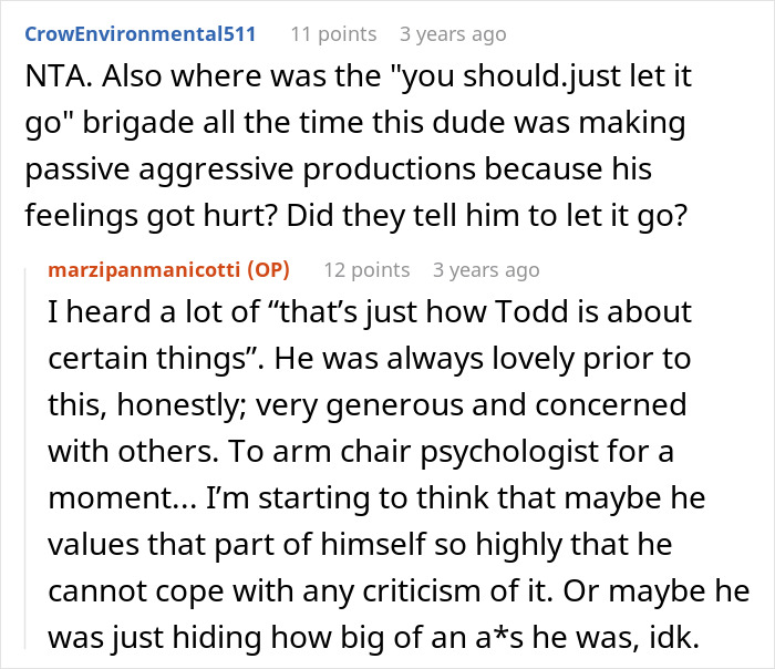 Reddit comments discussing conflict over a "gluten-free" meal between friends.