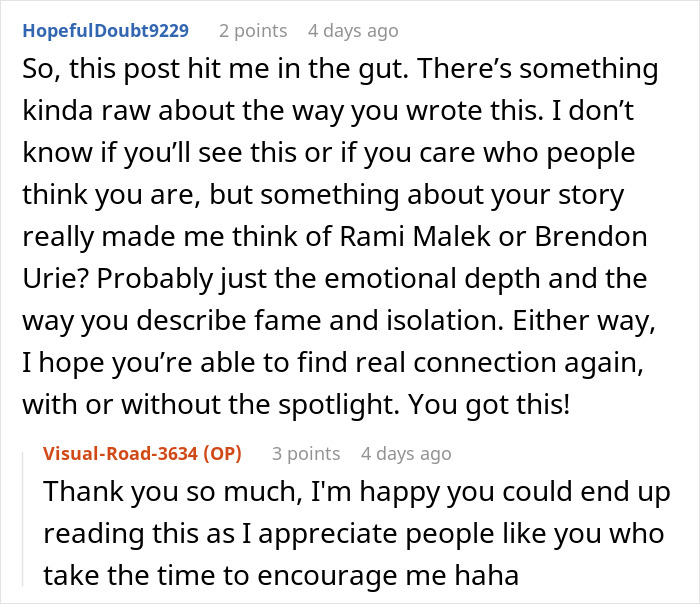Anonymous celebrity shares feelings of being tired and disillusioned online, sparking supportive responses.