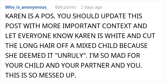 Text about MIL cutting child's unruly hair without permission, leading to babysitting ban.