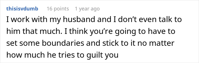 Comment about relationship boundaries and communication from a user advising to set clear limits with a partner. Comment about relationship boundaries and communication from a user advising to set clear limits with a partner.