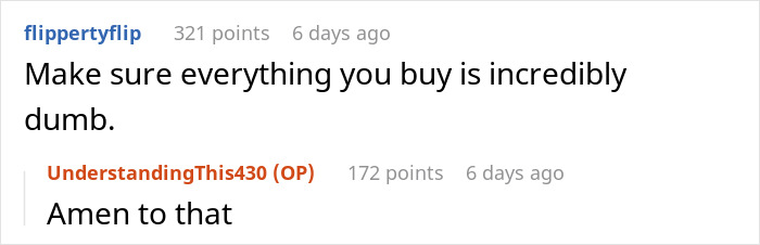 Reddit conversation about making purchases with a good credit score.