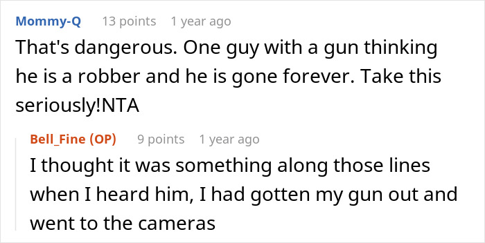 Screenshot of online comments discussing a dad catching his teen son creeping around neighbor&rsquo;s yard at night.