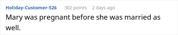 Comment on forum discussing a woman's pregnancy and marital status. Comment on forum discussing a woman's pregnancy and marital status.