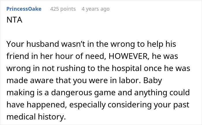 Text from a forum discussing a husband choosing a friend over child birth.