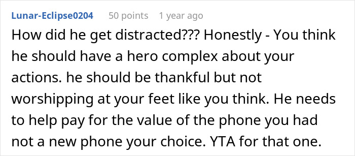 Screenshot of a Reddit comment discussing responsibility after an uncle rescues nephew from drowning while dad is negligent.