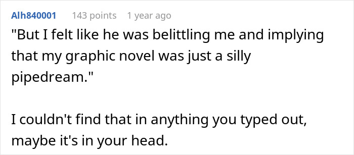 Text exchange about graphic novel investment, with one dismissing it as a pipedream.