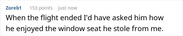 Passenger comments on window seat swap after flight. Passenger comments on window seat swap after flight.