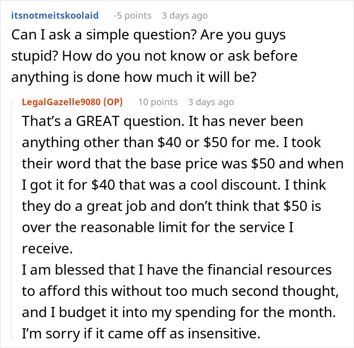 Discussion about nail salon prices causes disagreement among customers.