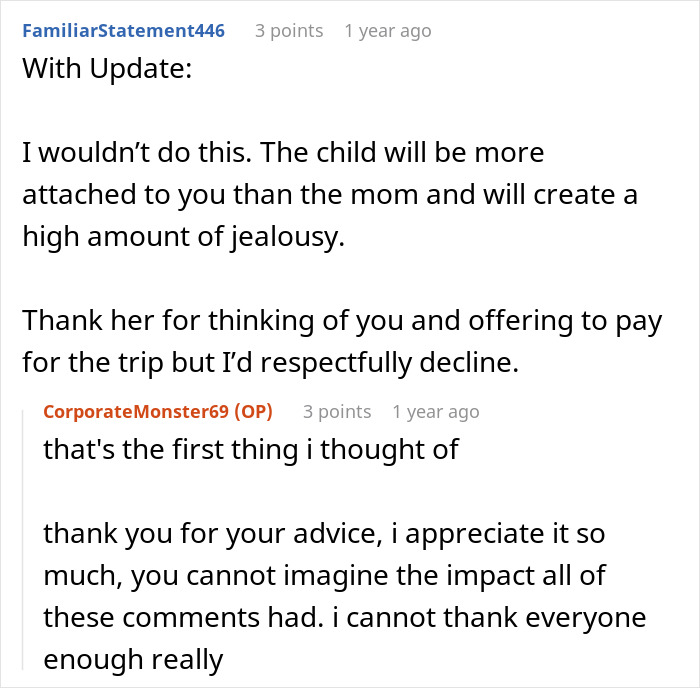 Screenshot of a discussion about a woman refusing to pay her sister fairly for babysitting her newborn.