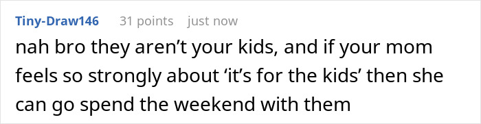 Comment discussing babysitter stress and family responsibilities.