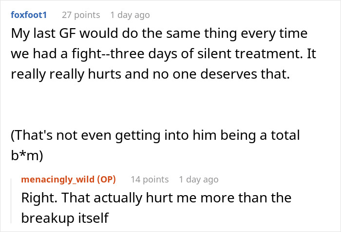 “I Deserved Better”: Man Tries To Punish GF With Silent Treatment, Gets Dumped And Kicked Out “I Deserved Better”: Man Tries To Punish GF With Silent Treatment, Gets Dumped And Kicked Out