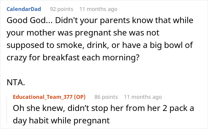 Reddit comments discussing a secret name change, including humorous remarks about pregnancy and habits.