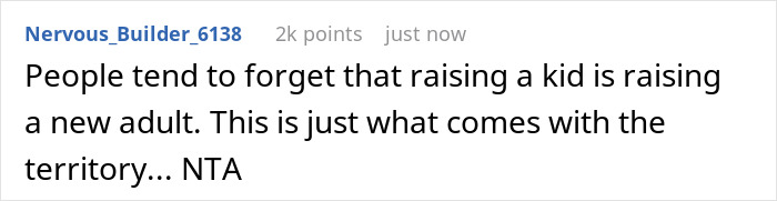 Comment on son father grooming drama discussion, highlighting perspectives on raising children and adulthood.