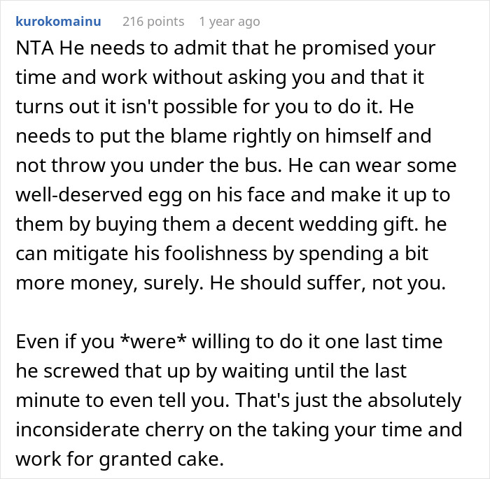 Text comment about a man involving girlfriend in portrait drawing, mentions AI as a potential substitute.