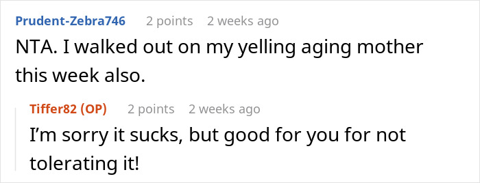 Comments discussing personal experiences and refusing care for "cruel father.