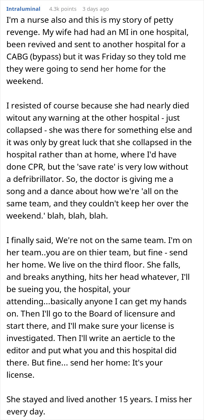 Nurse defends suffering patient as doctor is oblivious until furious wife intervenes.