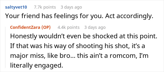 Comments discussing cropping out fianc&eacute; from engagement photo on Instagram.