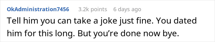 Comment about a couple breaking up after the guy&rsquo;s mom jokingly steals girlfriend&rsquo;s seat to separate them.