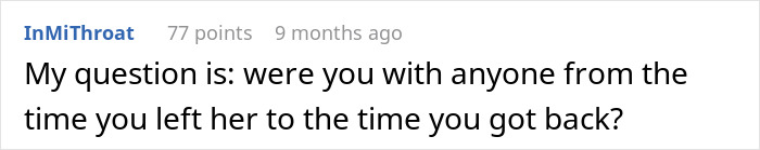 Reddit comment questioning a man's timeline related to his wife.