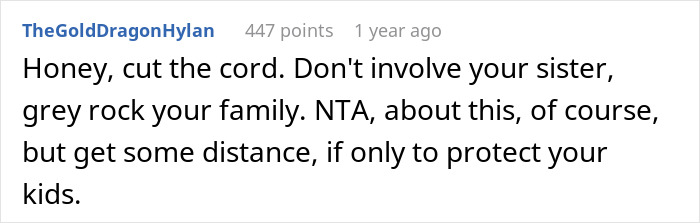 Comment advising a woman on refusing to invite her entitled sister to Easter vacation.