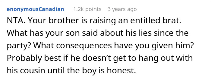 Reddit comment criticizing parenting, calling boy spoiled, suggests honesty over lies about extra ice cream incident.