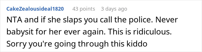 Teen Threatened With A Beating For Choosing To Enjoy Her Day Off Instead Of Babysitting Niece