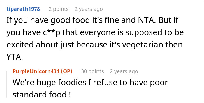 Text exchange debating vegetarian wedding menu options and quality. Text exchange debating vegetarian wedding menu options and quality.