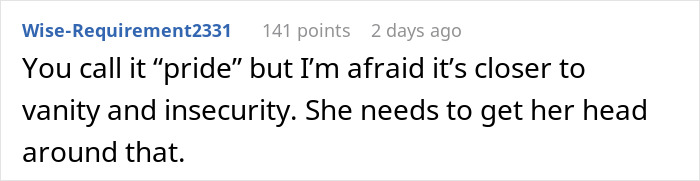 Comment discussing vanity and insecurity related to money flaunting. Comment discussing vanity and insecurity related to money flaunting.