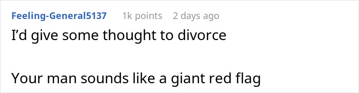 Screenshot of a Reddit comment about going home after husband dangled wife over parking garage edge prank.