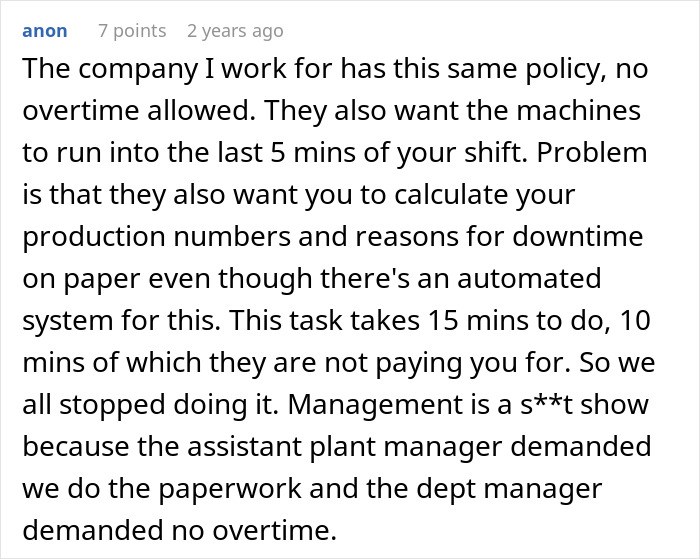 Company Bans Overtime, Employee Obliges And Leaves During A Full-Blown Crisis