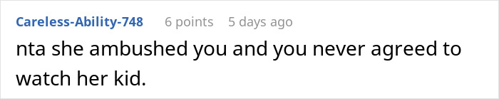 Reddit comment discussing assumptions about babysitting between moms after past play dates.