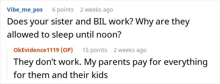 Comments discussing babysitting and family responsibilities. Comments discussing babysitting and family responsibilities.