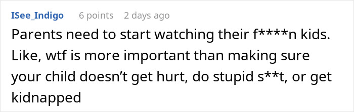 Comment discussing entitled mom's responsibility at bowling alley.