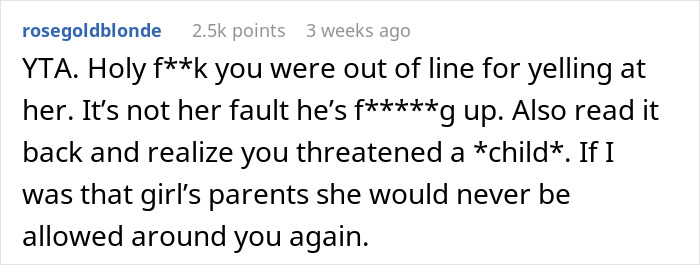 Comment criticizing dad's reaction to son's girlfriend amidst slipping grades.