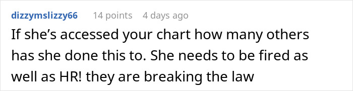Comment questioning unauthorized cancellation of a doctor's appointment, highlighting potential legal issues.