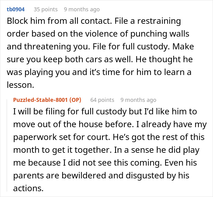 Text exchange discussing custody and family conflict after partner's betrayal. Text exchange discussing custody and family conflict after partner's betrayal.