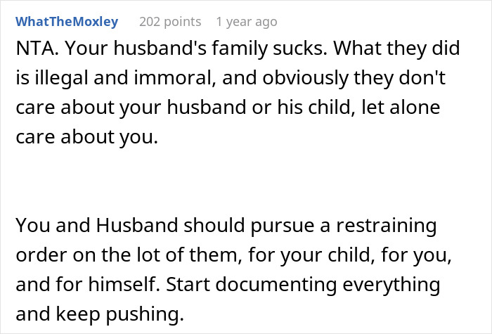 Reddit comment discussing false CPS claims causing family drama, suggesting legal action and documentation.