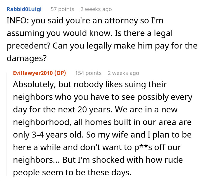 Reddit discussion about trampoline damage and neighborly disputes during a storm.