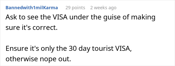 Text post on a forum about checking a 30-day tourist visa, ensuring accuracy. Text post on a forum about checking a 30-day tourist visa, ensuring accuracy.