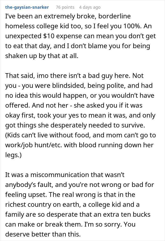 Text from a comment on a forum discussing an accidental charity event resulting from a good deed.